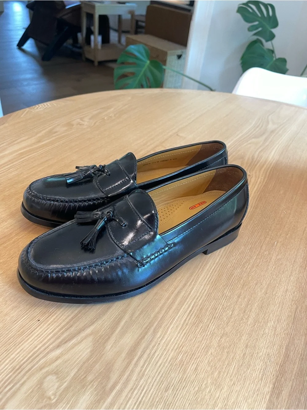 Cole Haan Nike Air Black Leather Tassel Slip-On Loafers 11.5W NEW